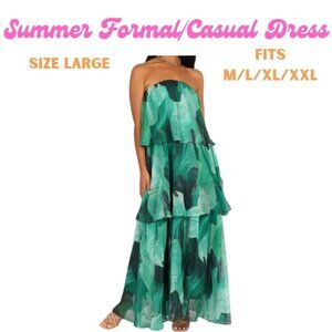 Petal + Pup Summer Palms Strapless Maxi Dress